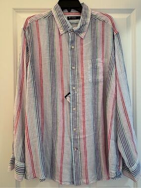 Cremieux Men’s Linen Longsleeve Stripped Shirt Size XL